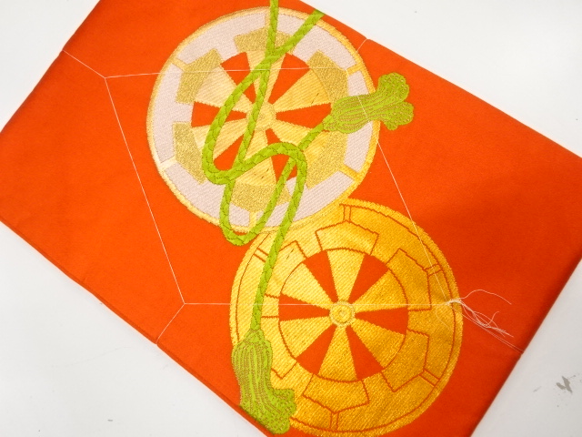 JAPANESE KIMONO / UNUSED NAGOYA OBI / SILK / WOVEN GENJIGURUMA & KUMIHIMO CORD